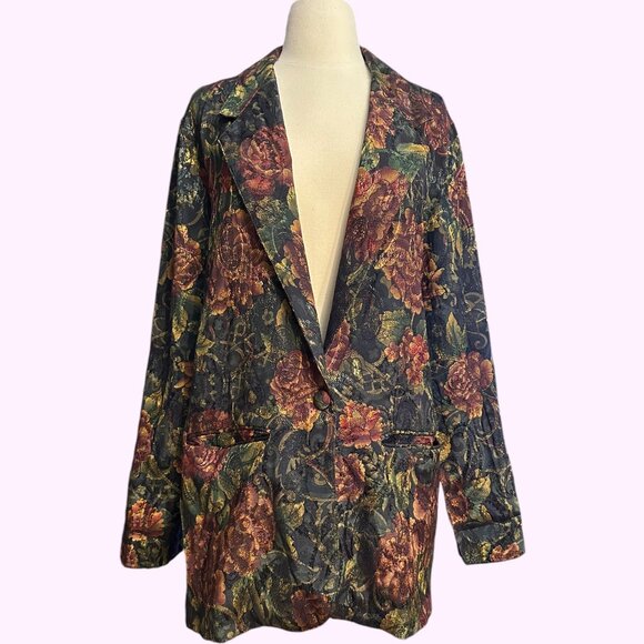 Vintage  oversized relaxed floral paisley Blazer size women's medium - Picture 1 of 7